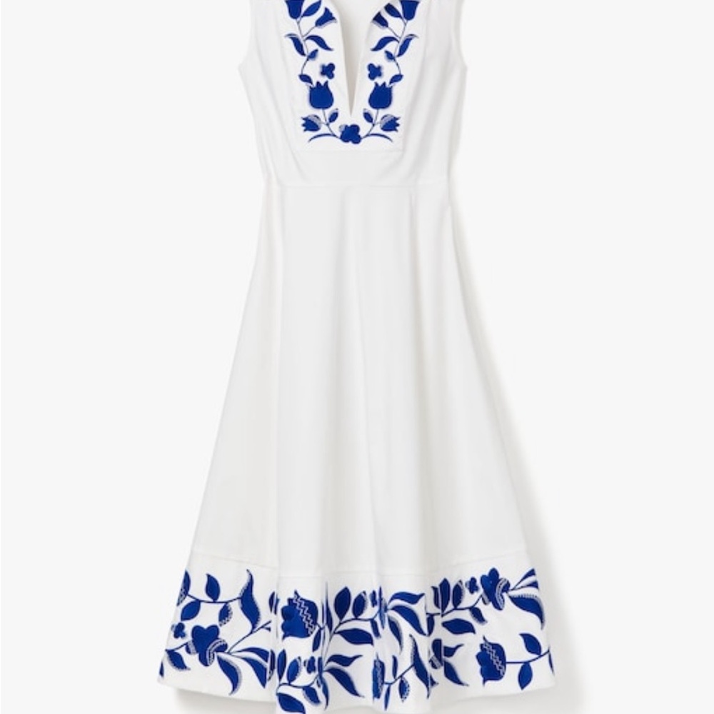 Kate Spade White Dress with Blue Floral Design